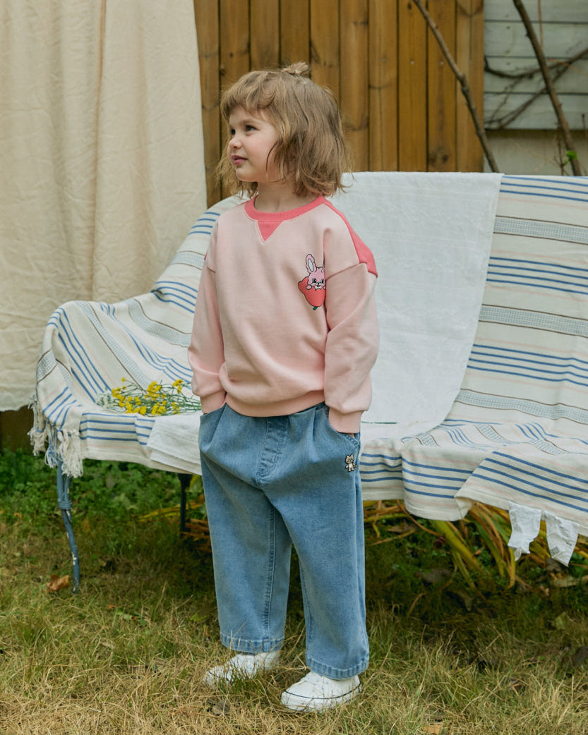 Denim One-Tuck Baggy Pants