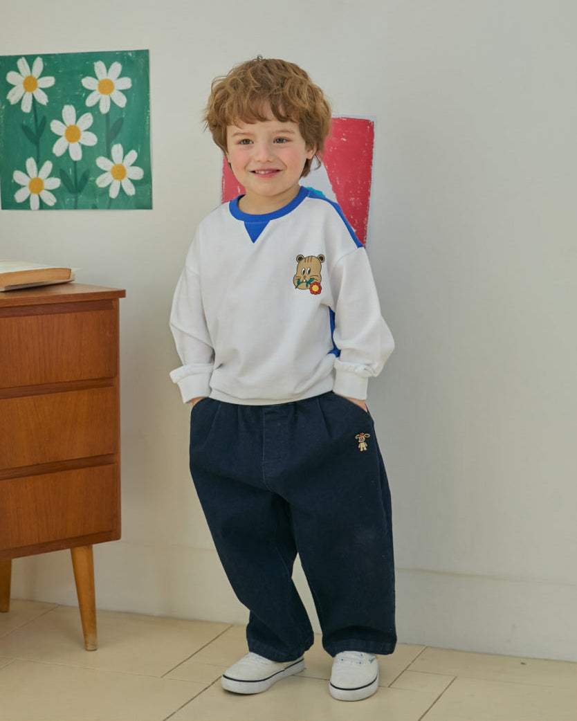 Denim One-Tuck Baggy Pants