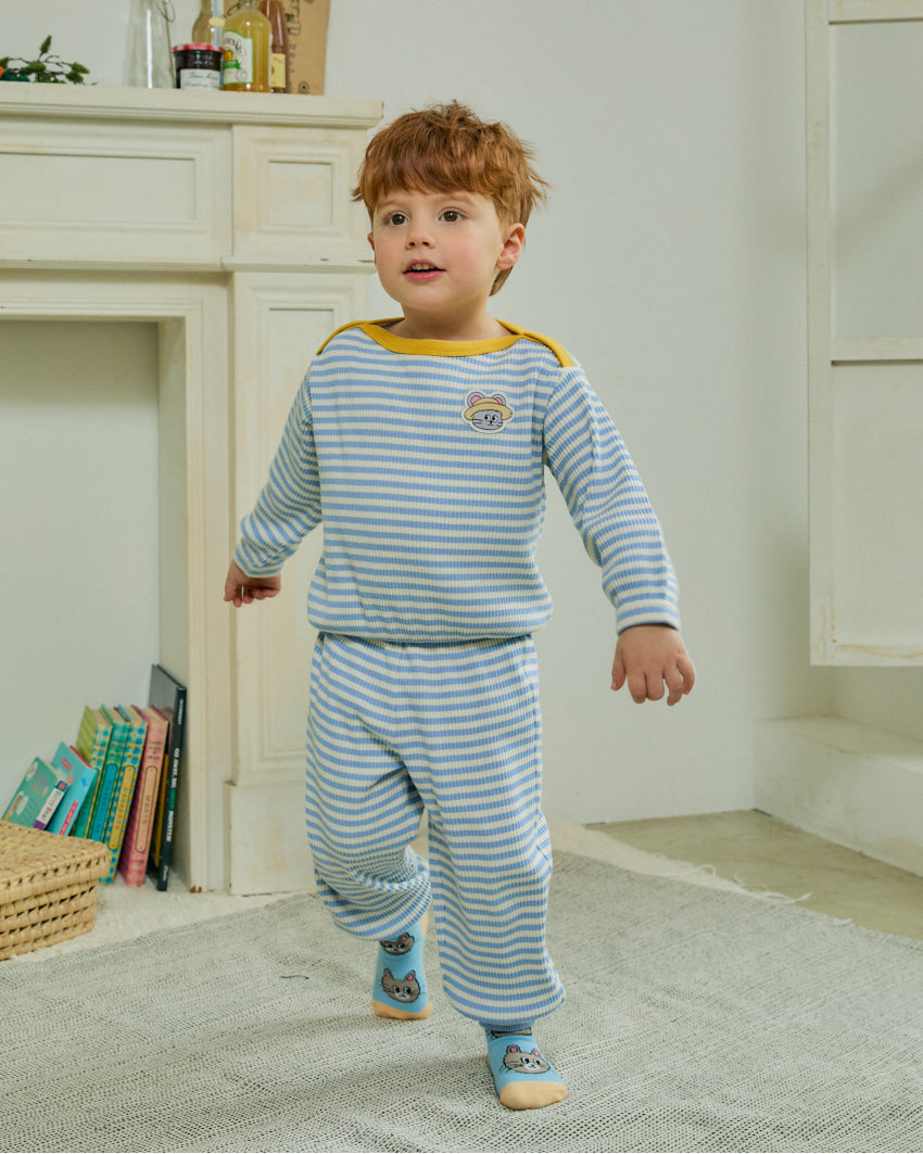 Ribbed Stripe Boatneck Loungewear