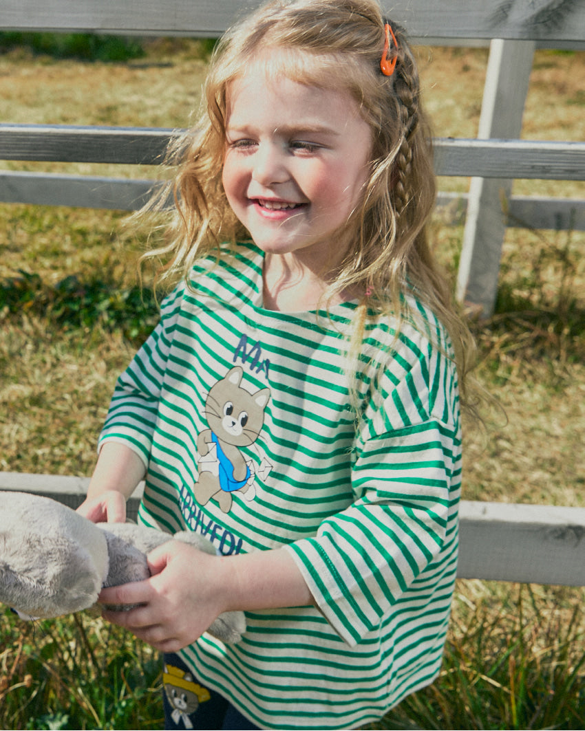 Single Jersey Stripe 3/4 Sleeve T-Shirt