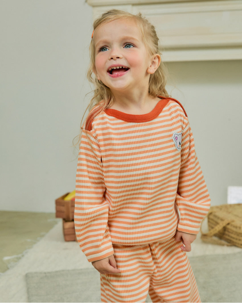 Ribbed Stripe Boatneck Loungewear