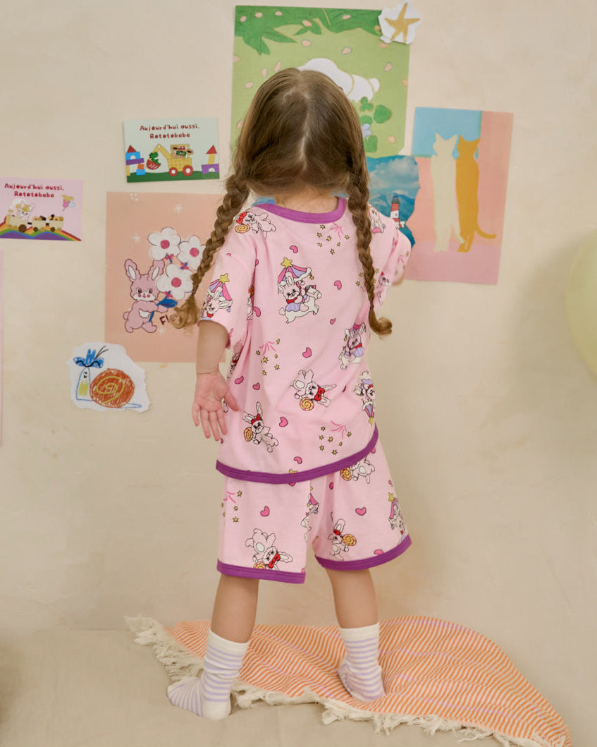 [26S] Cotton Modal All-Over Short Sleeve Loose Fit Loungewear