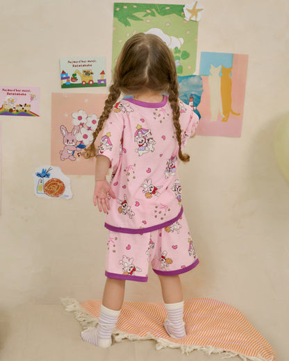[26S] Cotton Modal All-Over Short Sleeve Loose Fit Loungewear