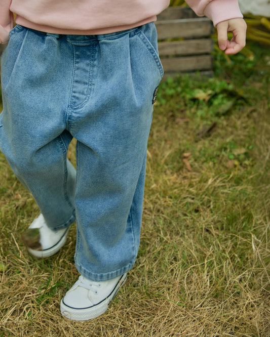 Denim One-Tuck Baggy Pants