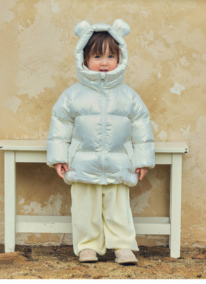 Glossy Polyester Mid-Length Down Jacket