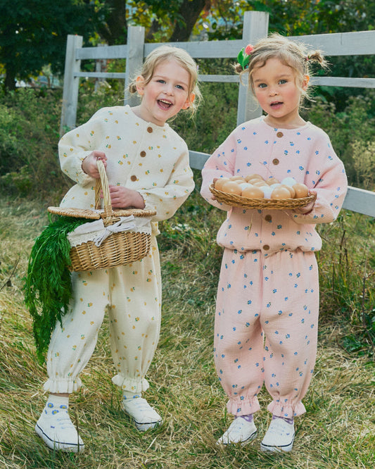 Soft Cotton Ruffle Cardigan Set