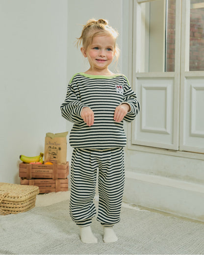 Ribbed Stripe Boatneck Loungewear