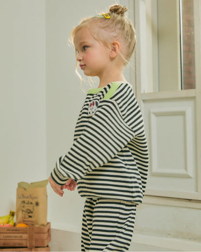 Ribbed Stripe Boatneck Loungewear