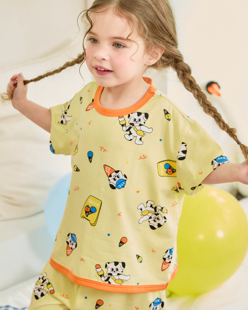 [26S] Cotton Modal All-Over Short Sleeve Loose Fit Loungewear