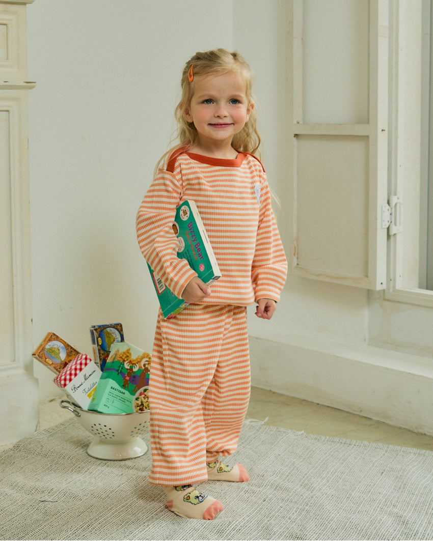 Ribbed Stripe Boatneck Loungewear