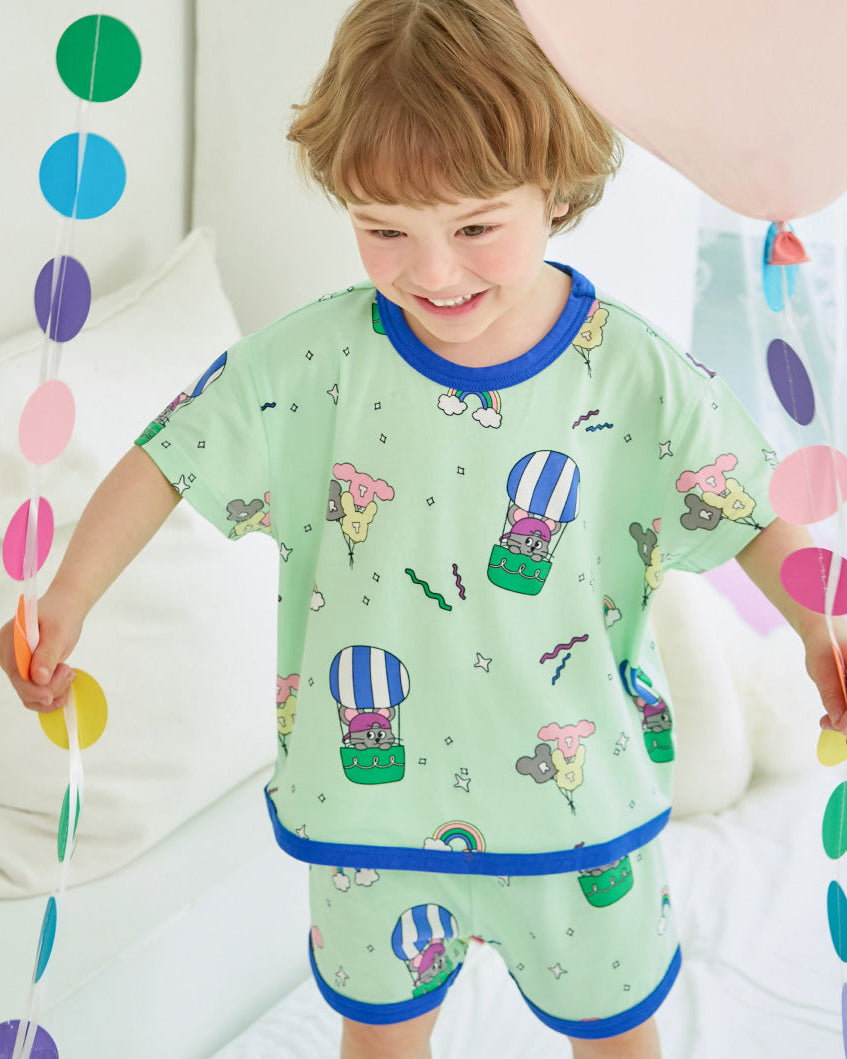 [26S] Cotton Modal All-Over Short Sleeve Loose Fit Loungewear