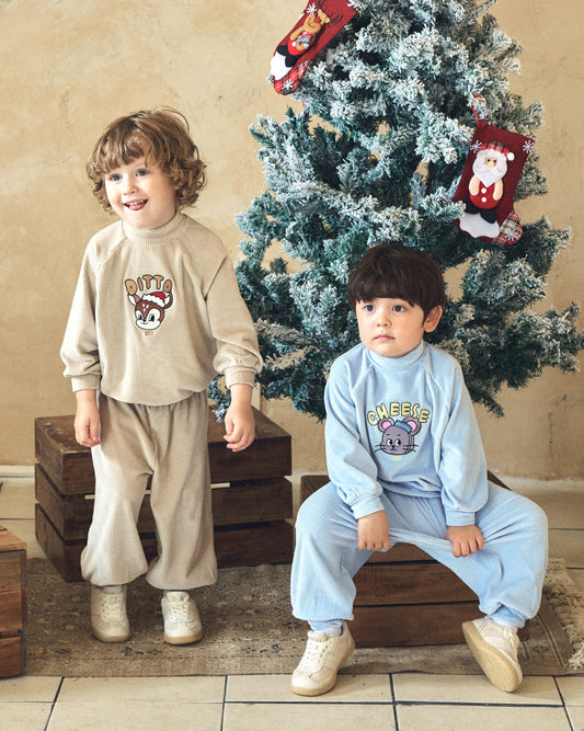 Velour Rib Mock Neck Raglan Set