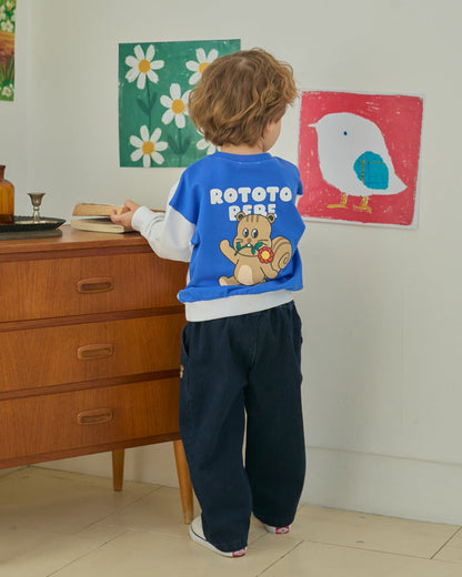 Denim One-Tuck Baggy Pants