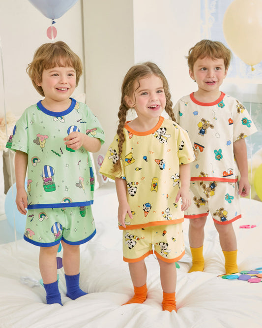 [26S] Cotton Modal All-Over Short Sleeve Loose Fit Loungewear