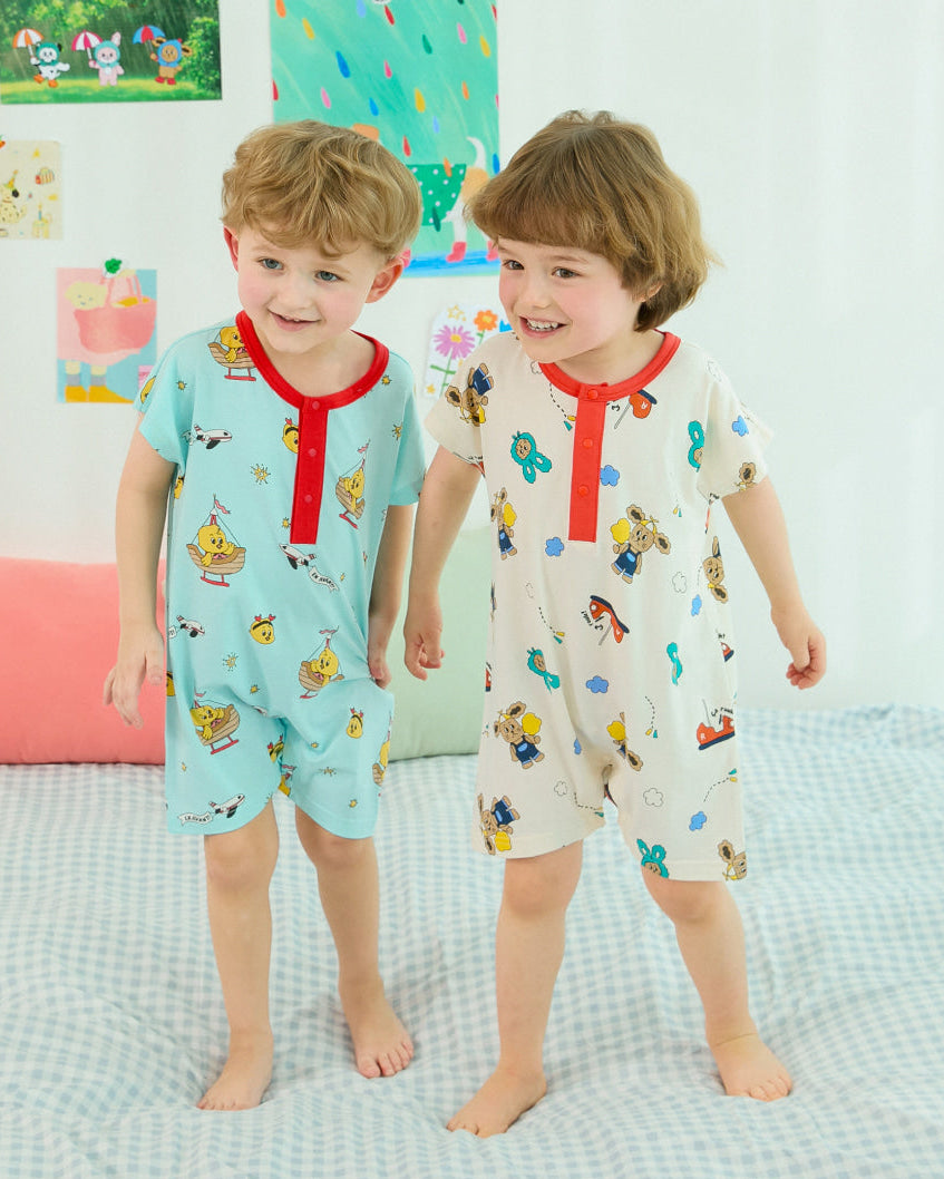 [26S] Cotton Modal All-Over Loose Fit Short Sleeve Suit