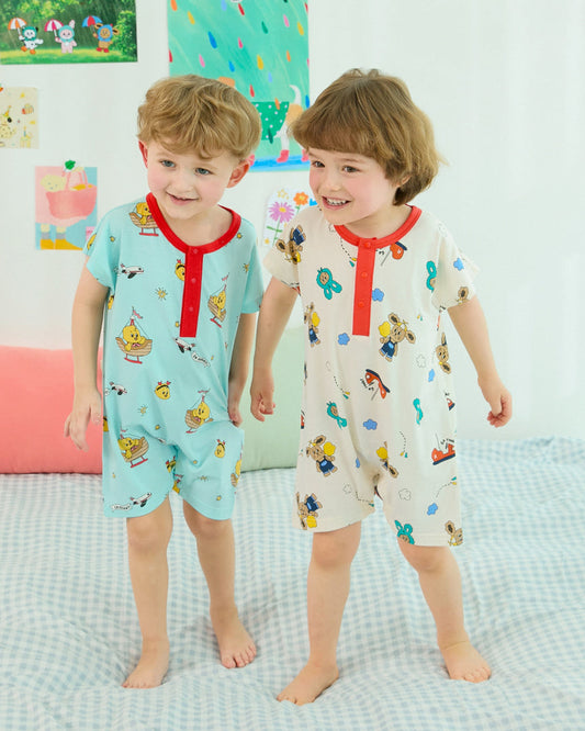 [26S] Cotton Modal All-Over Loose Fit Short Sleeve Suit