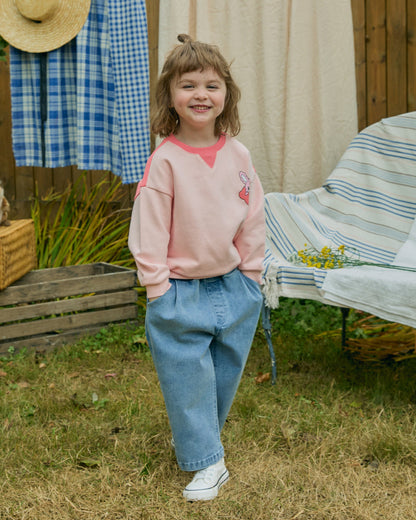 Denim One-Tuck Baggy Pants