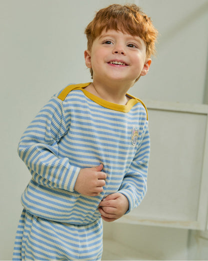 Ribbed Stripe Boatneck Loungewear