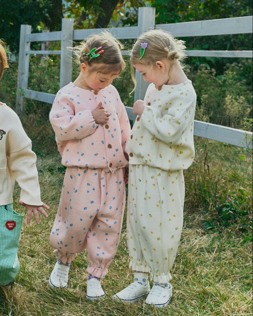 Soft Cotton Ruffle Cardigan Set