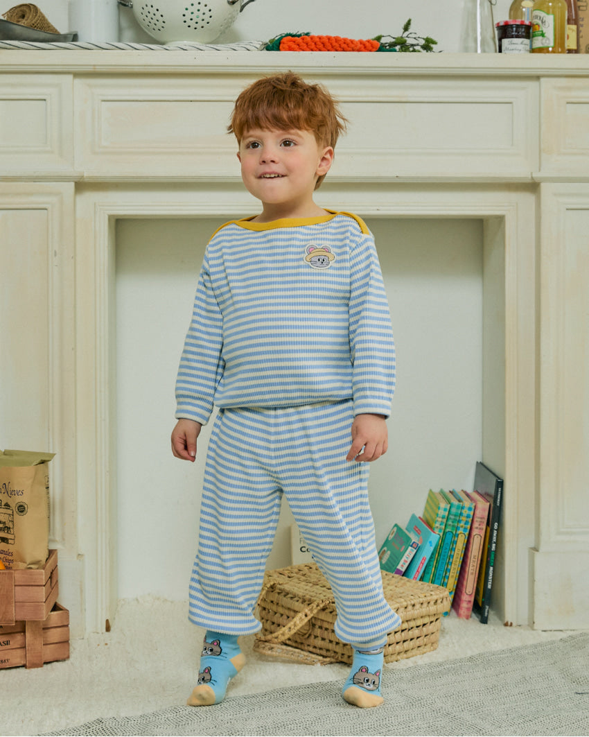 Ribbed Stripe Boatneck Loungewear