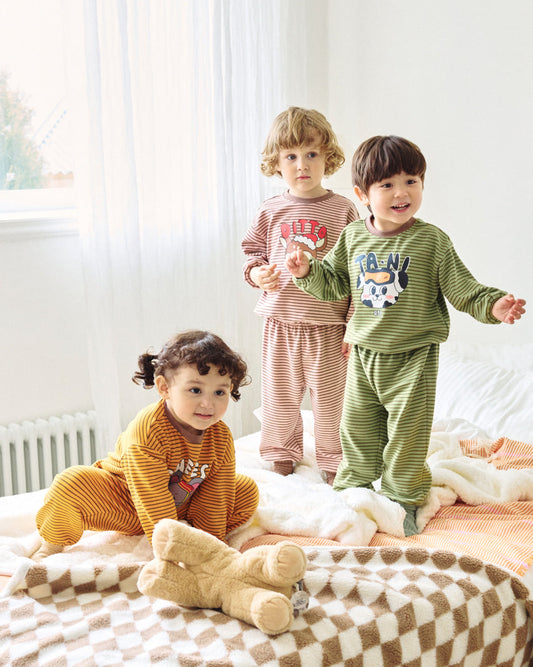 Double Brushed Fleece Stripe Loungewear Set