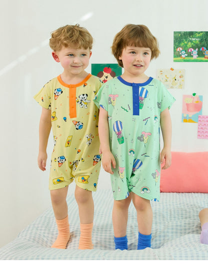 [26S] Cotton Modal All-Over Loose Fit Short Sleeve Suit