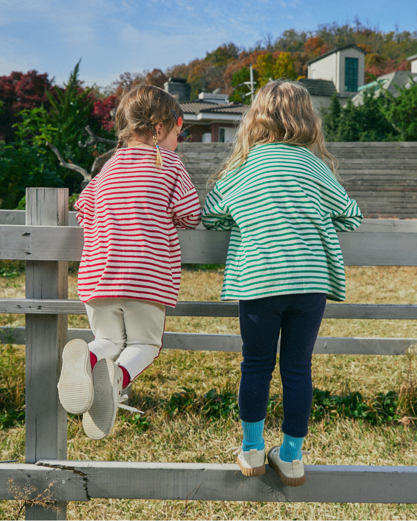Single Jersey Stripe 3/4 Sleeve T-Shirt