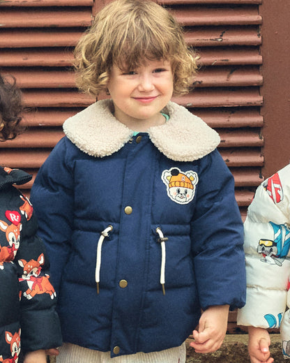 Polyester Down Jacket with Boa Collar