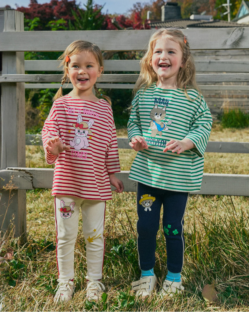 Single Jersey Stripe 3/4 Sleeve T-Shirt