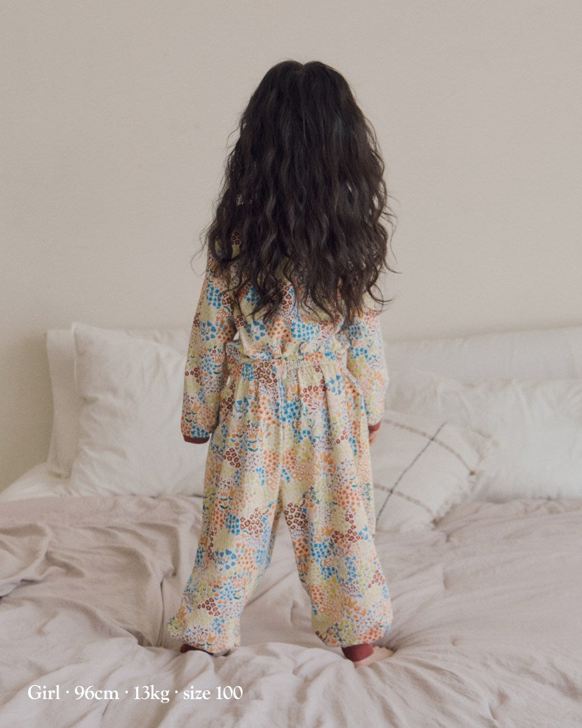 [26F] Cotton Modal Allover Color-Block Loungewear