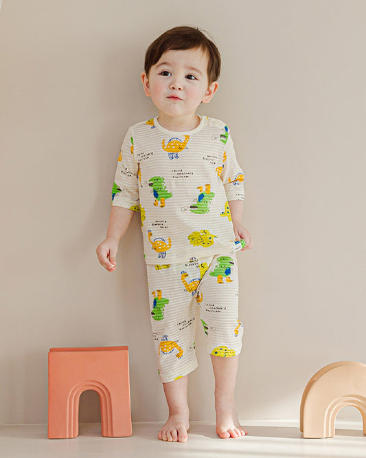 Dino Tree 3/4 Sleeve Jacquard PJ Set